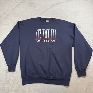 Vintage Central Michigan Mens Sweatshirt 2XL Blue Crewneck Pullover CMU Champion